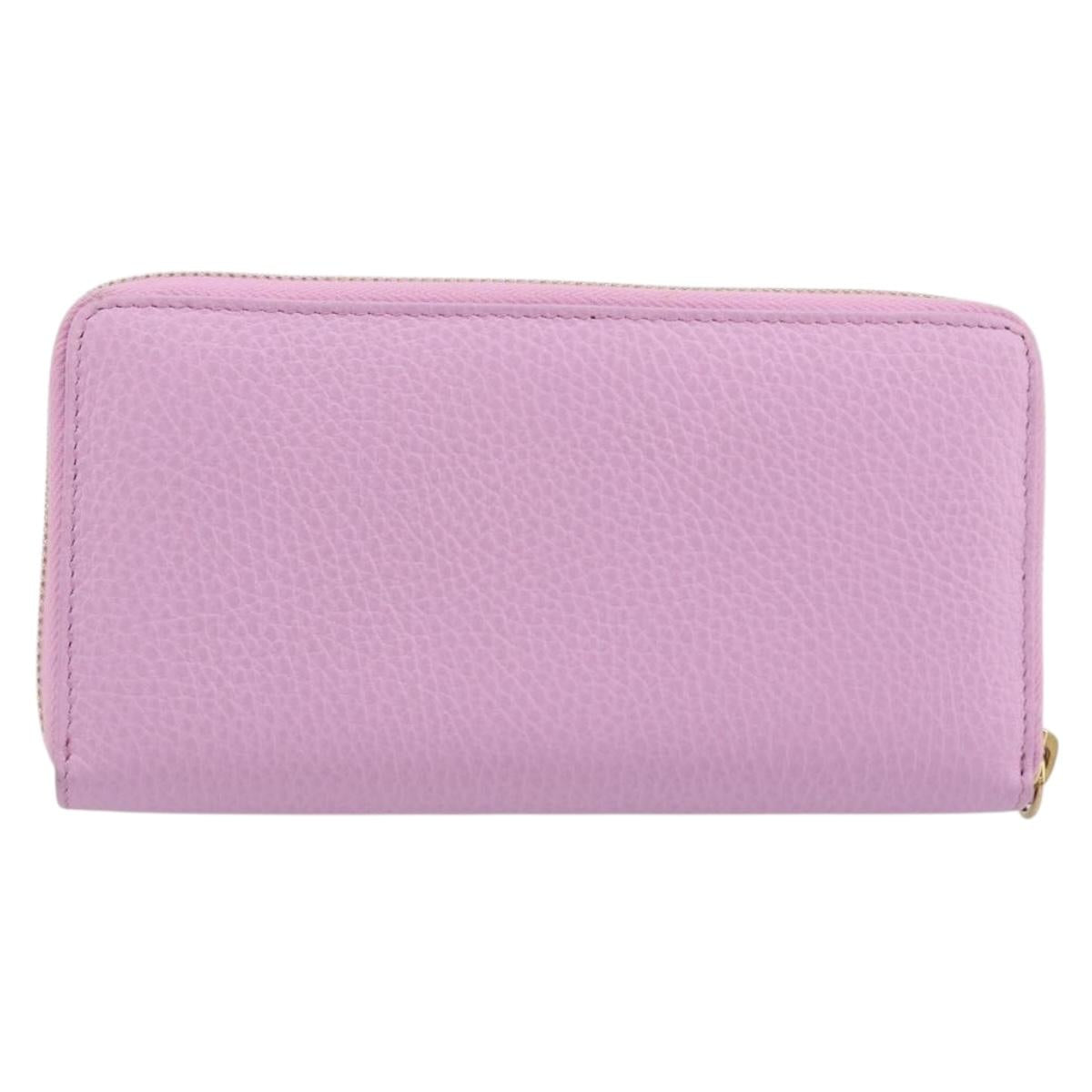 GUCCI GG Marmont Bosco Zip Around Long Wallet Leather Pink 499337 Auth BA15038V