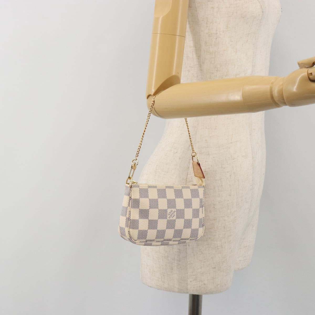 LOUIS VUITTON Damier Azur Mini Pochette Accessoires Pouch N58010 Auth BA15039V