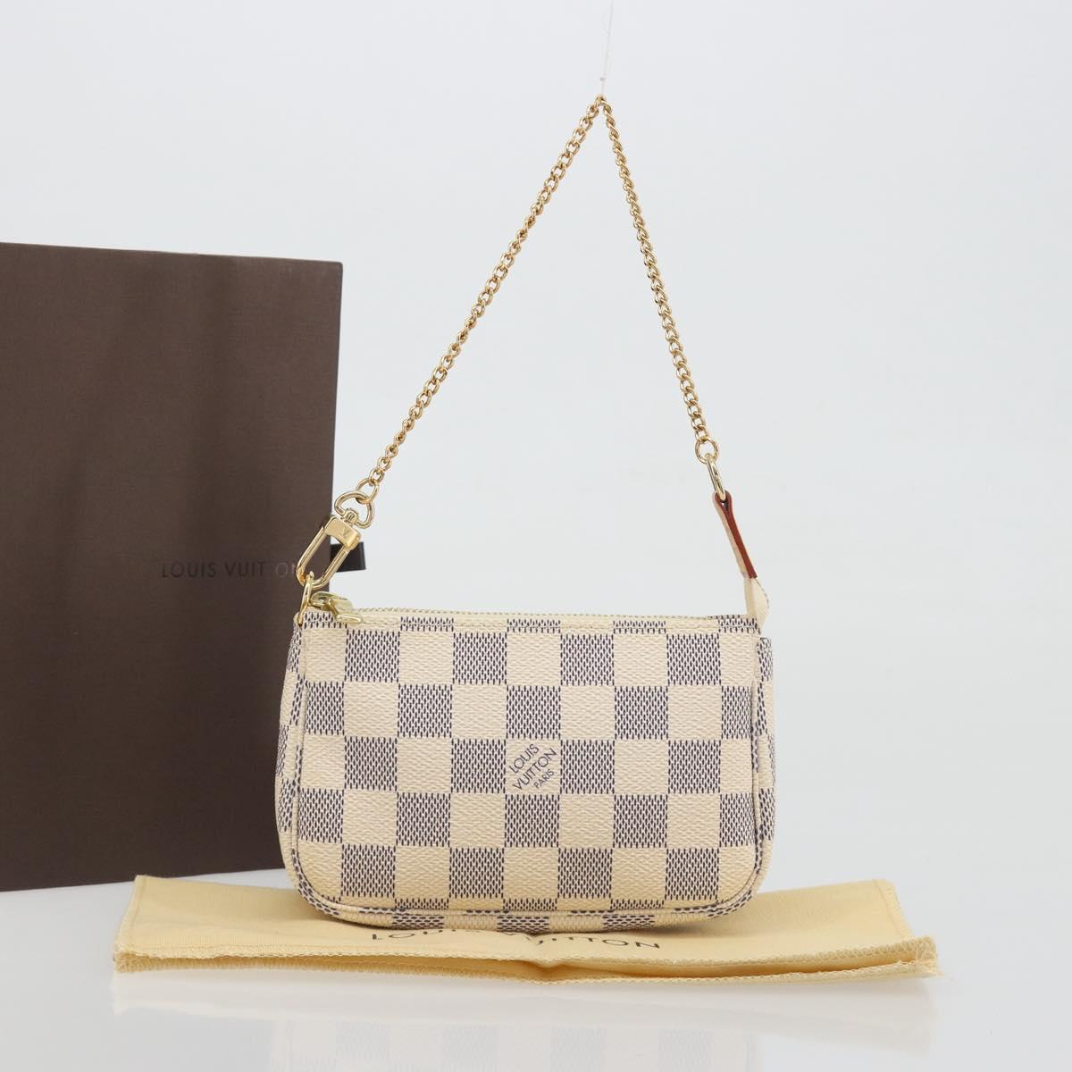 LOUIS VUITTON Damier Azur Mini Pochette Accessoires Pouch N58010 Auth BA15039V