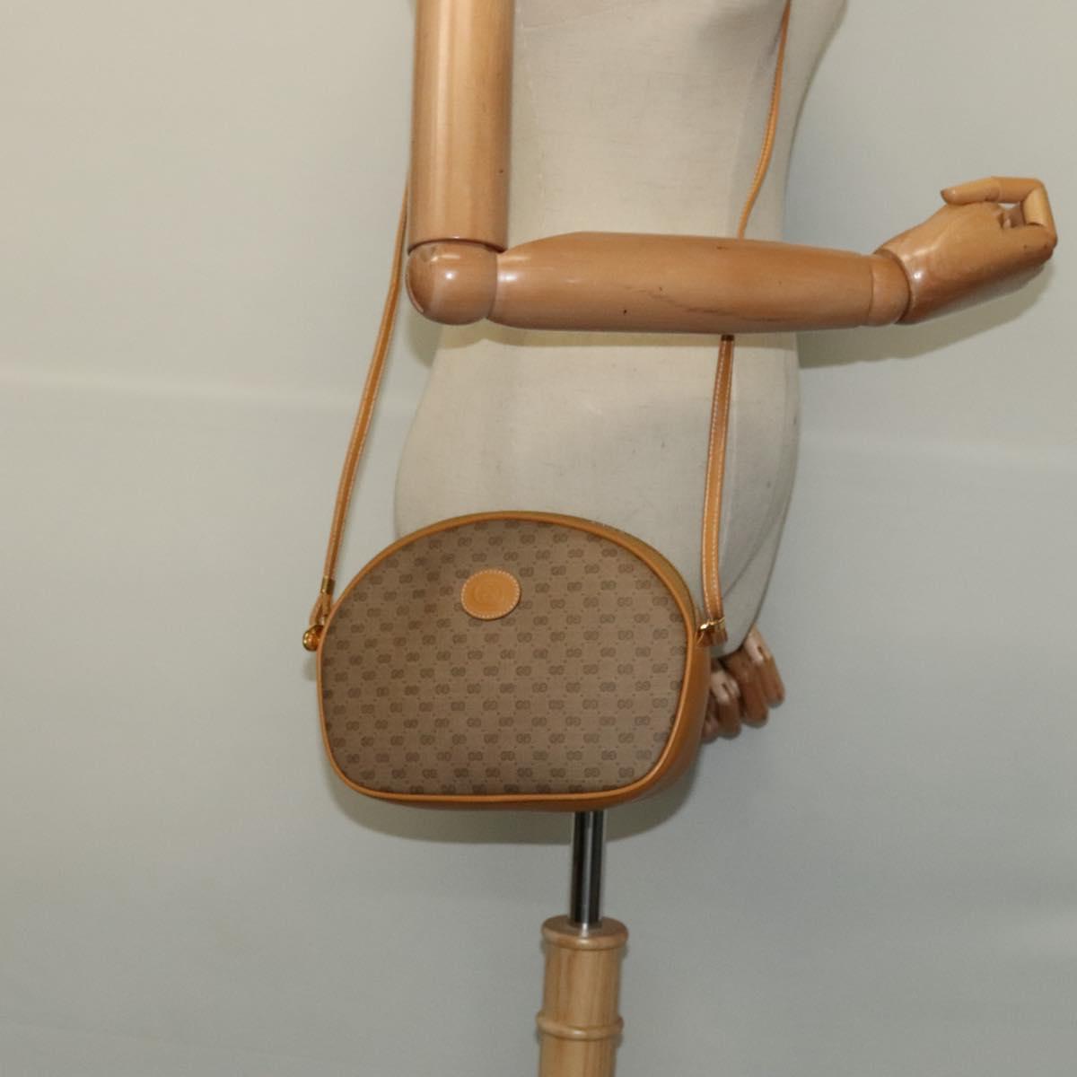 GUCCI Micro GG Supreme Shoulder Bag PVC Brown Gold 007 084 0094 Auth BA1504
