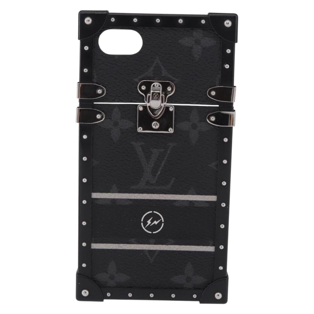 LOUIS VUITTON Monogram Eclipse Fragment iTrunk iPhone 7 Case M62613 Auth BA15042