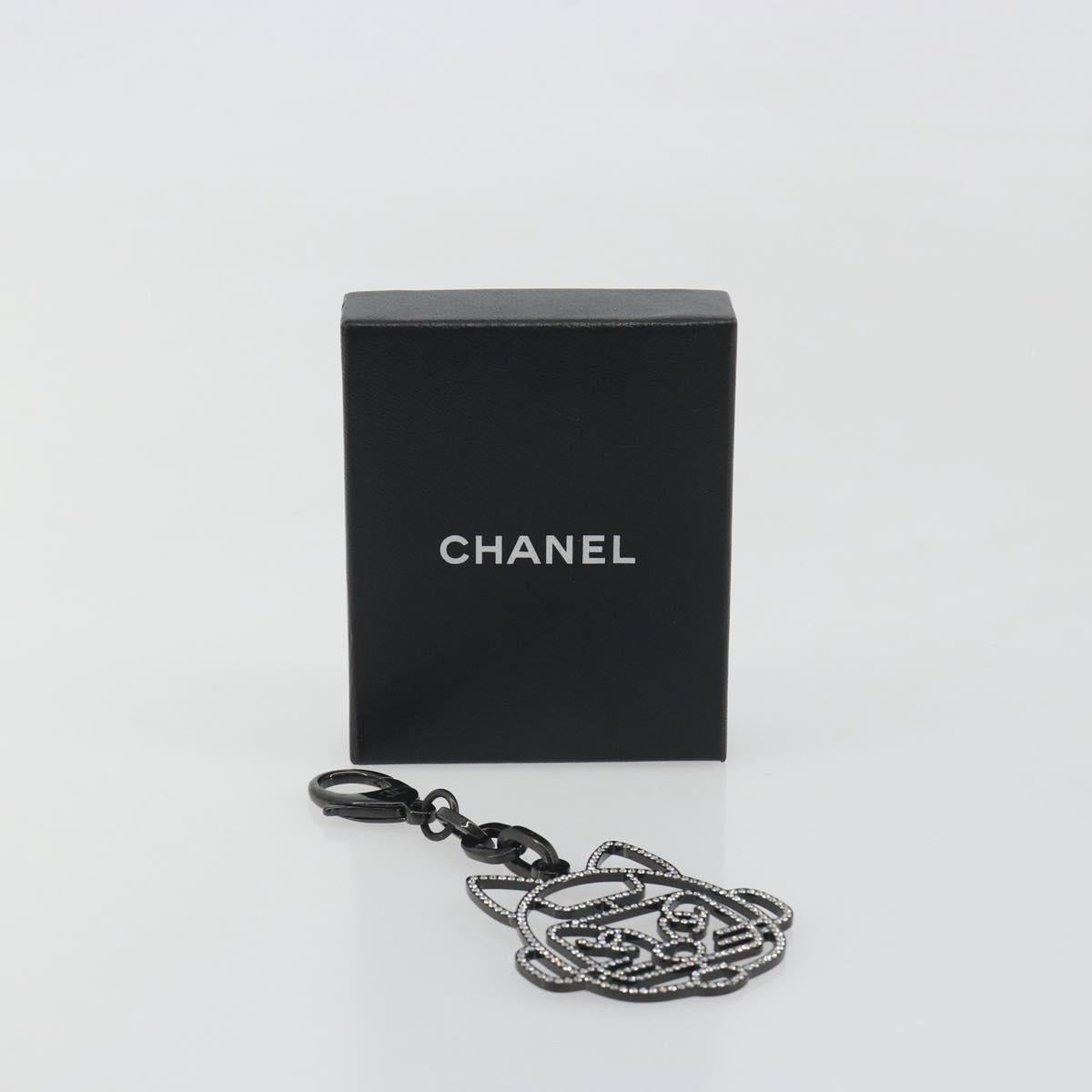 CHANEL Cat Robot Key Holder Metal Black CC Auth BA15043M