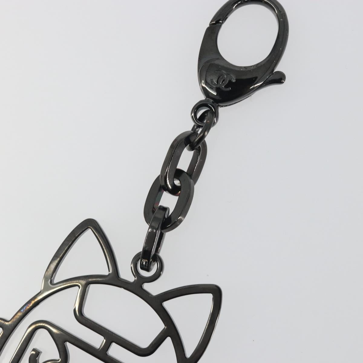 CHANEL Cat Robot Key Holder Metal Black CC Auth BA15043M