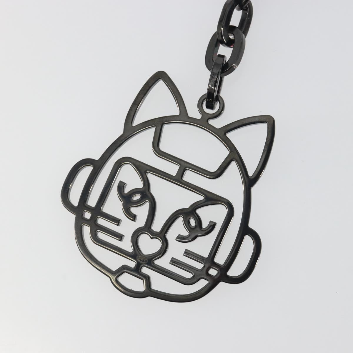 CHANEL Cat Robot Key Holder Metal Black CC Auth BA15043M