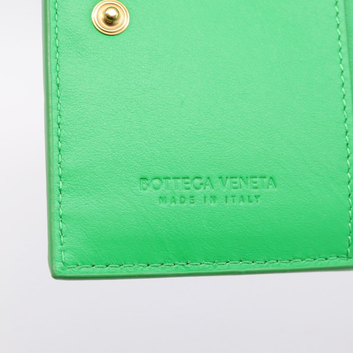 BOTTEGA VENETA MAXI INTRECCIATO Bifold Wallet Leather Green Gold Auth BA15047