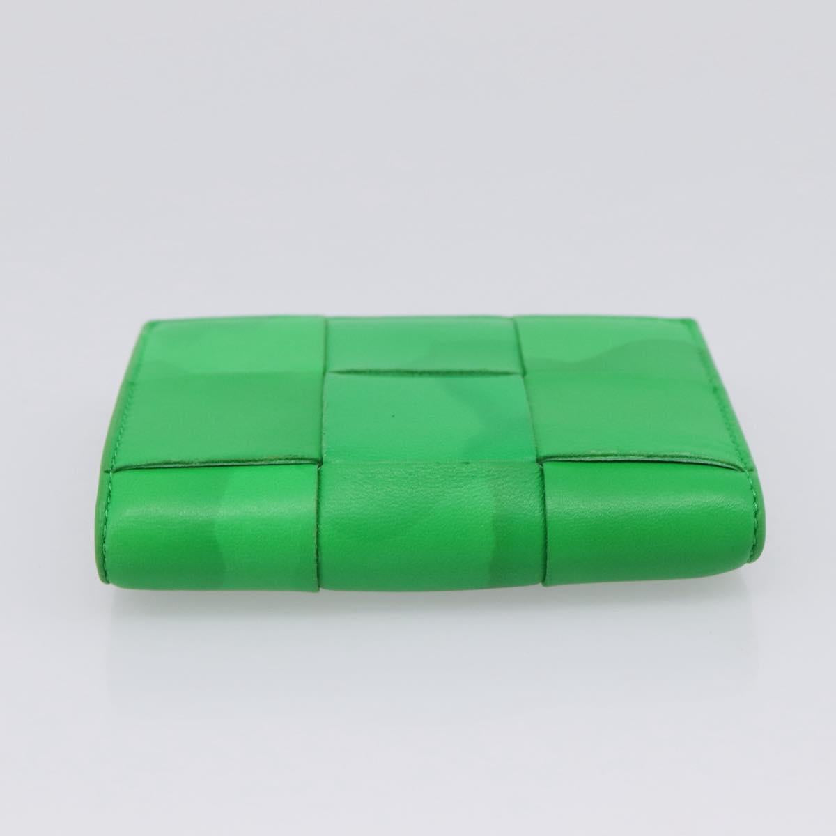 BOTTEGA VENETA MAXI INTRECCIATO Bifold Wallet Leather Green Gold Auth BA15047