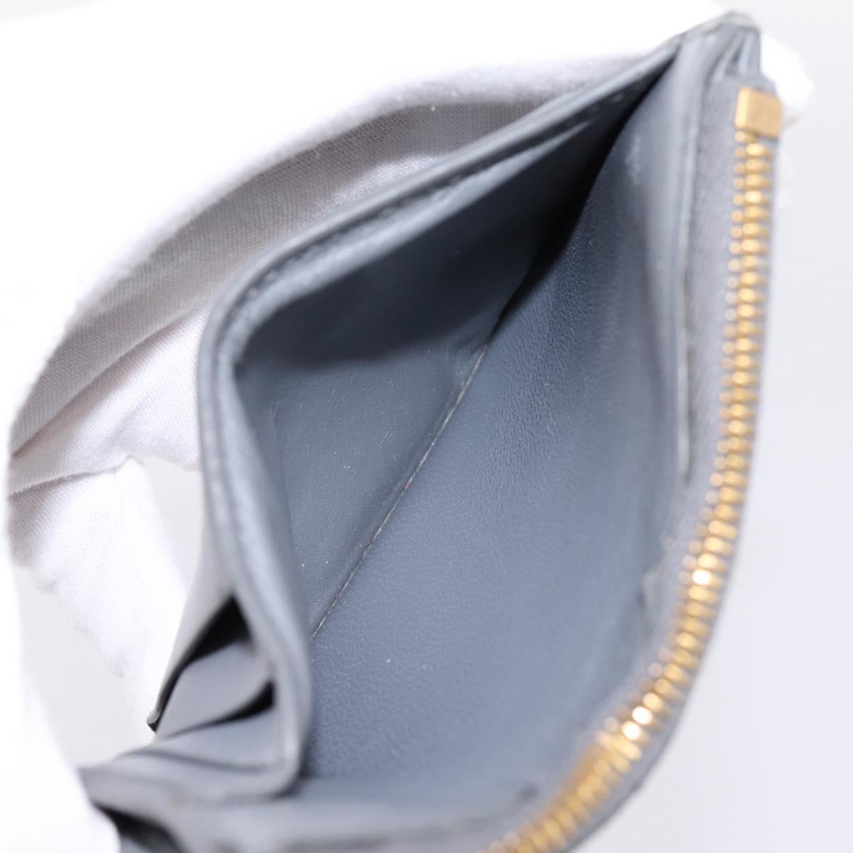 BOTTEGA VENETA MAXI INTRECCIATO Coin Purse Leather Gray Gold Tone Auth BA15048