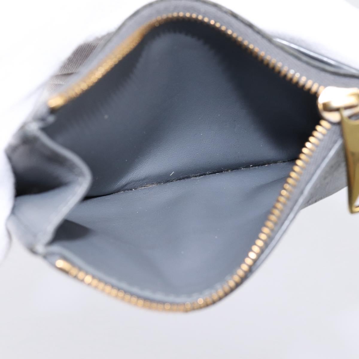 BOTTEGA VENETA MAXI INTRECCIATO Coin Purse Leather Gray Gold Tone Auth BA15048