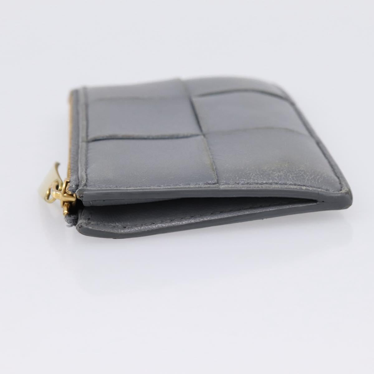 BOTTEGA VENETA MAXI INTRECCIATO Coin Purse Leather Gray Gold Tone Auth BA15048