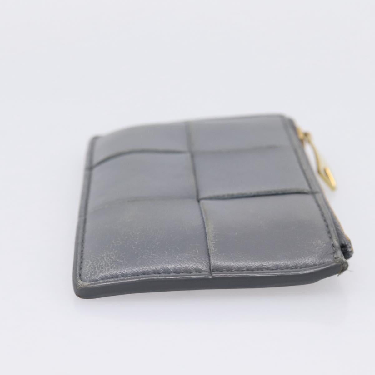 BOTTEGA VENETA MAXI INTRECCIATO Coin Purse Leather Gray Gold Tone Auth BA15048