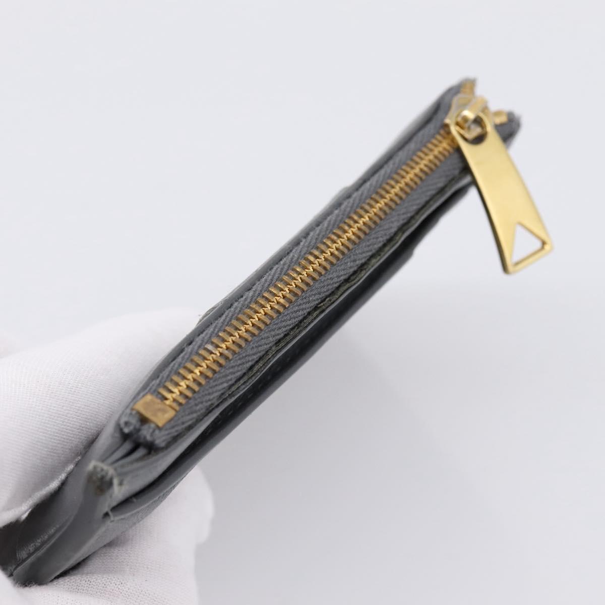 BOTTEGA VENETA MAXI INTRECCIATO Coin Purse Leather Gray Gold Tone Auth BA15048