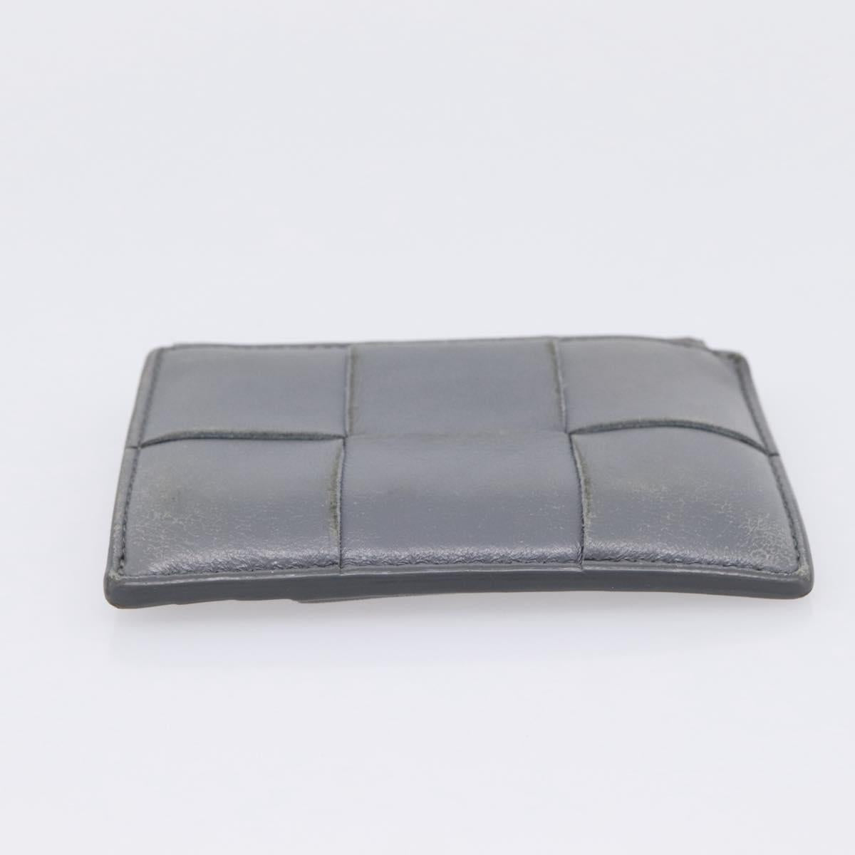 BOTTEGA VENETA MAXI INTRECCIATO Coin Purse Leather Gray Gold Tone Auth BA15048