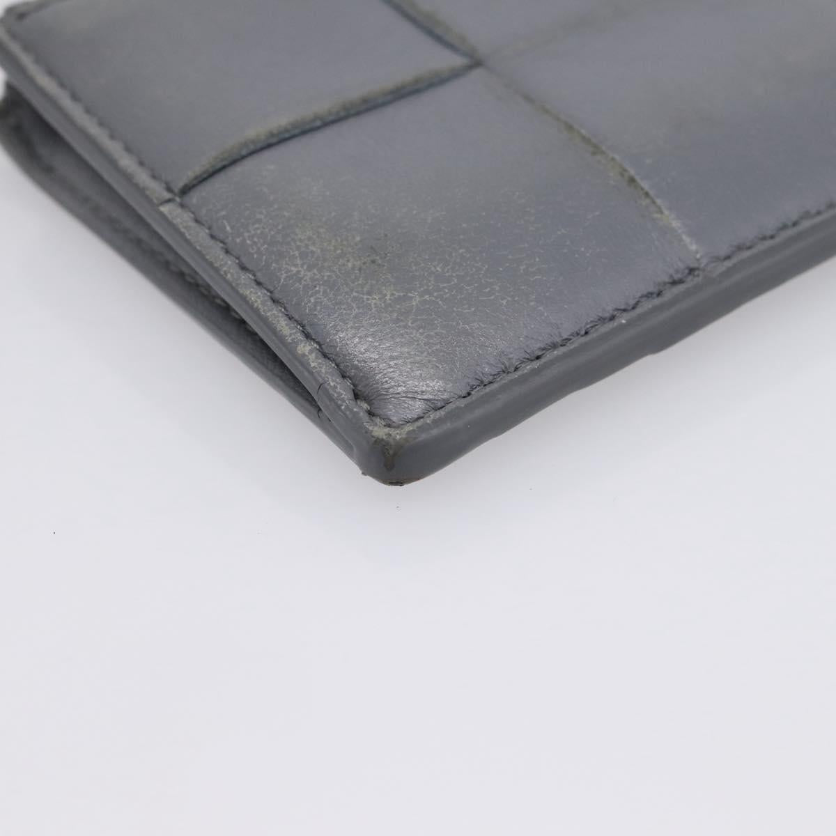BOTTEGA VENETA MAXI INTRECCIATO Coin Purse Leather Gray Gold Tone Auth BA15048