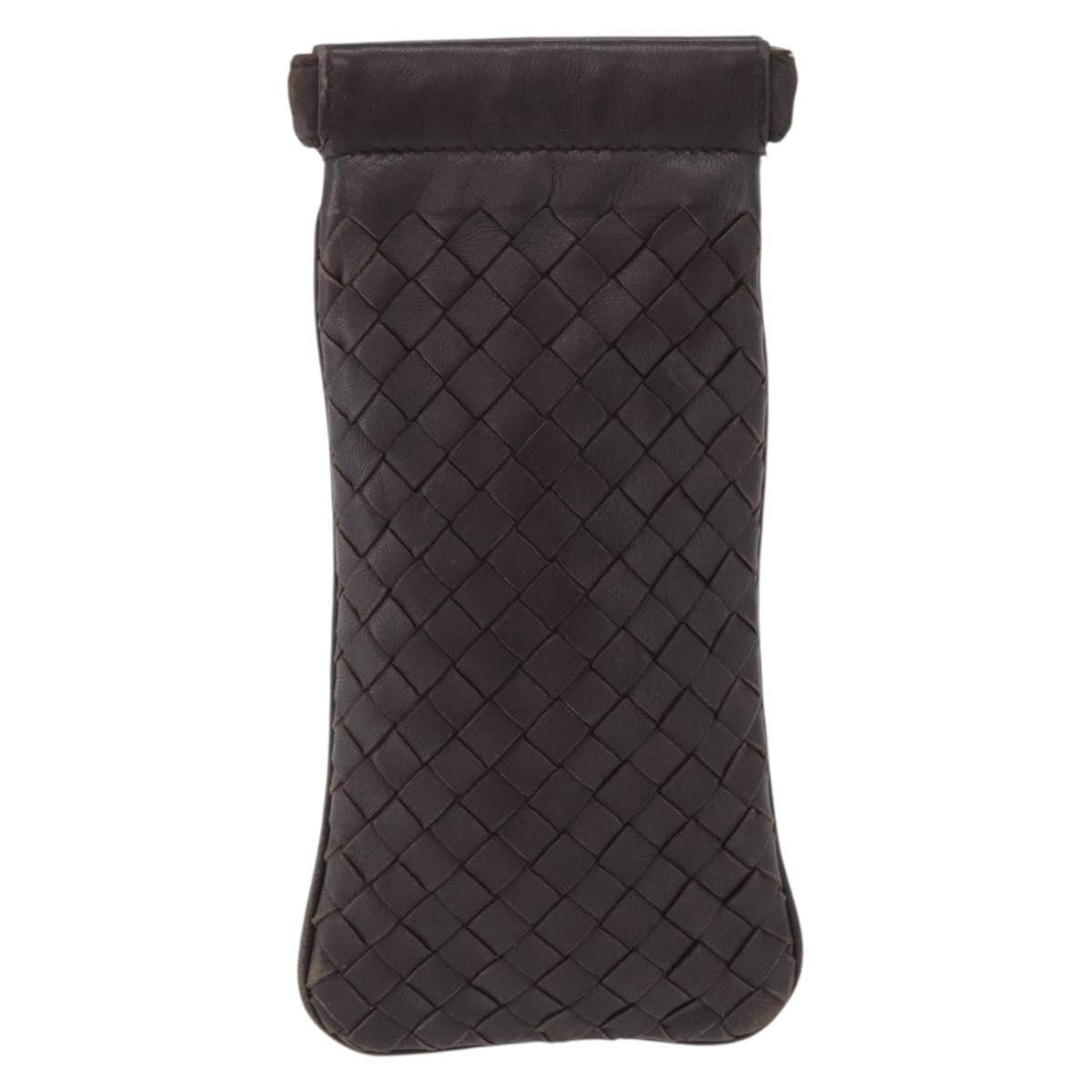 BOTTEGA VENETA INTRECCIATO Glasses Case Coin Purse Leather 2 Set Auth BA15053