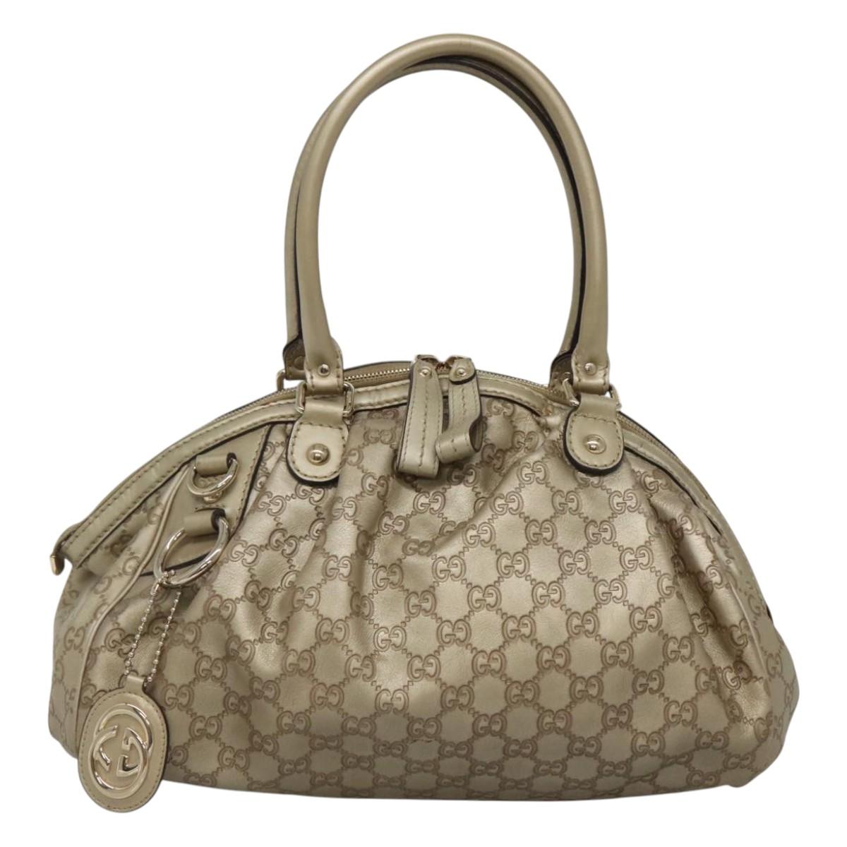 GUCCI GG Canvas Guccissima Tote Bag Leather 2way Gold Tone 223974 Auth BA1506