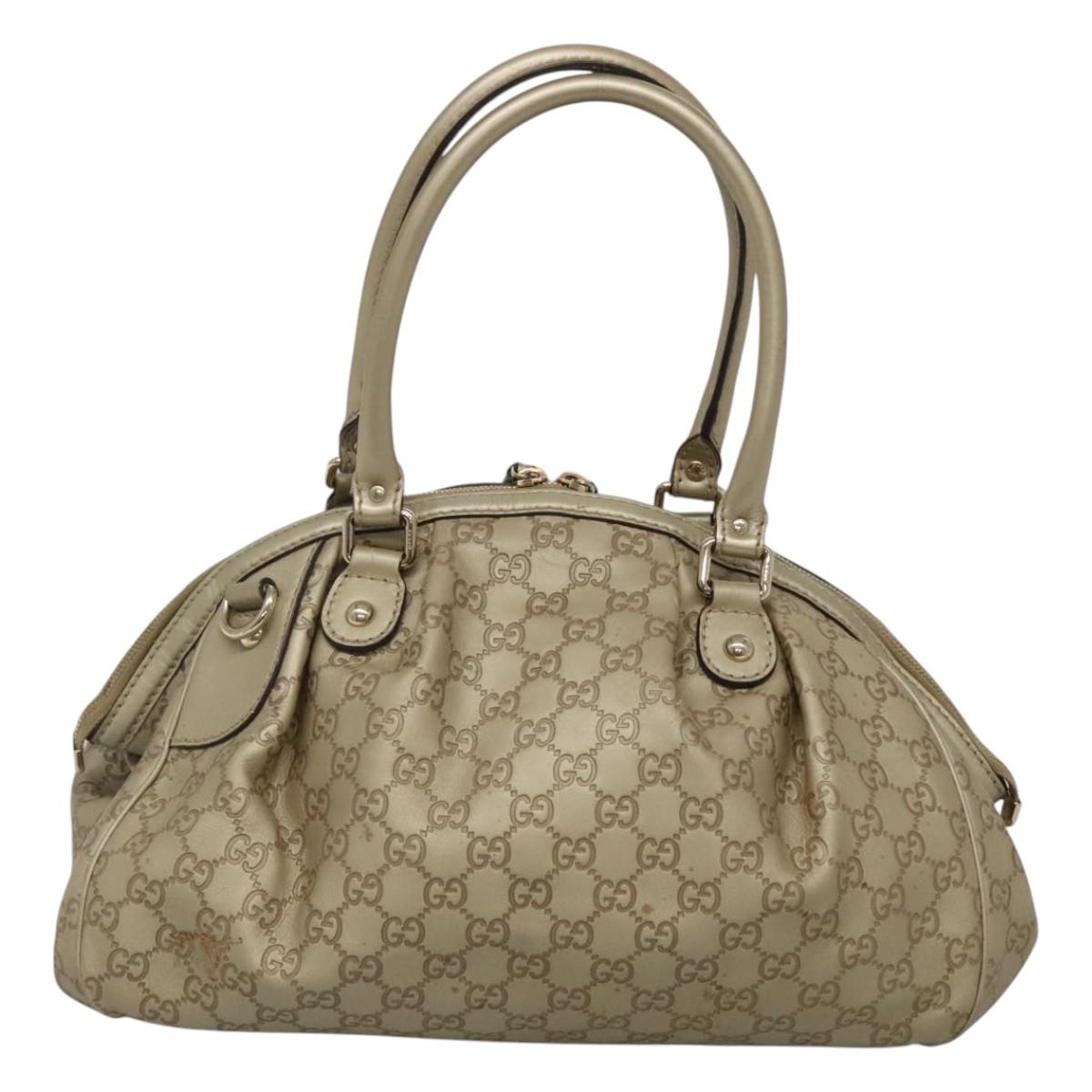 GUCCI GG Canvas Guccissima Tote Bag Leather 2way Gold Tone 223974 Auth BA1506