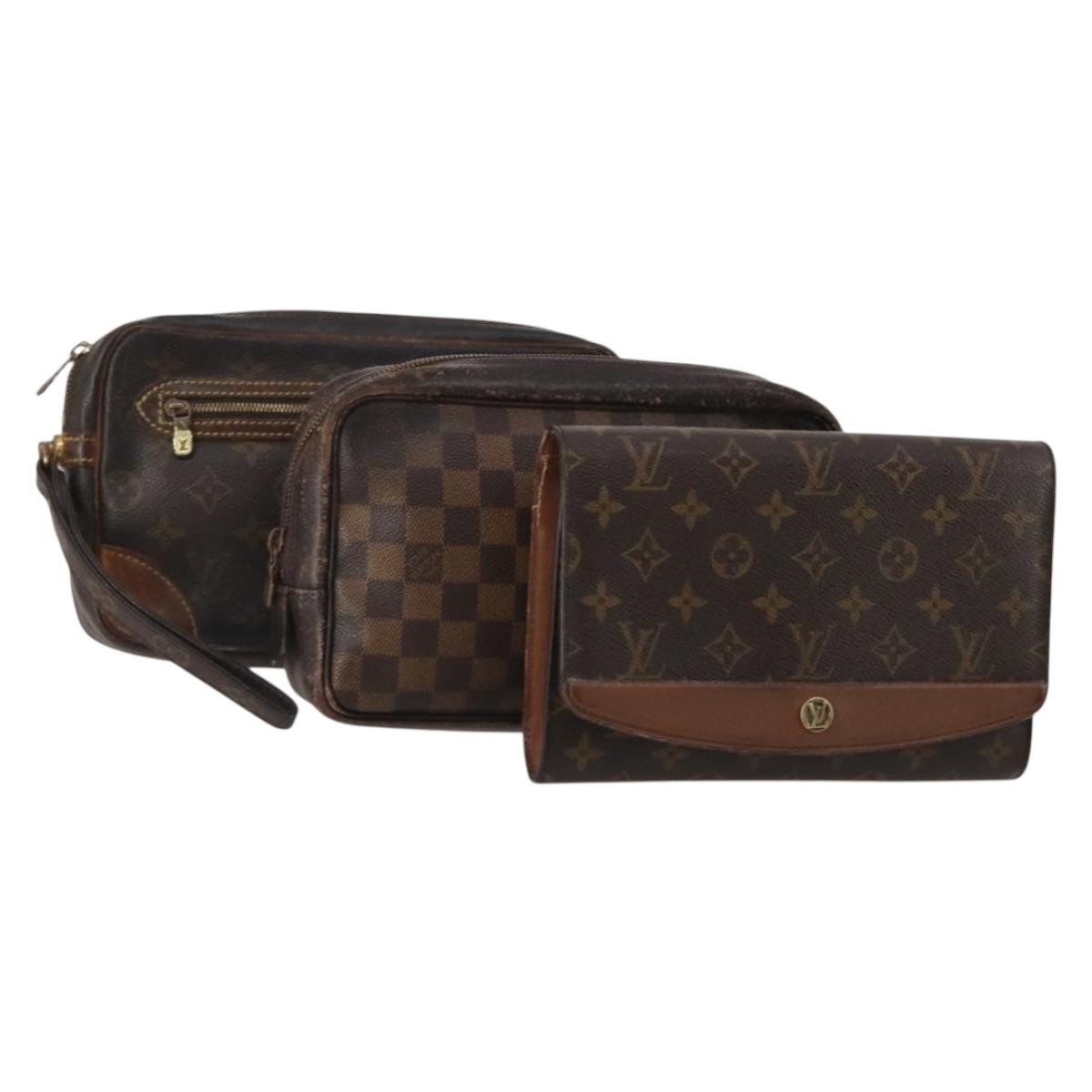 LOUIS VUITTON Monogram Clutch Bag 3 Set LV Auth BA15064