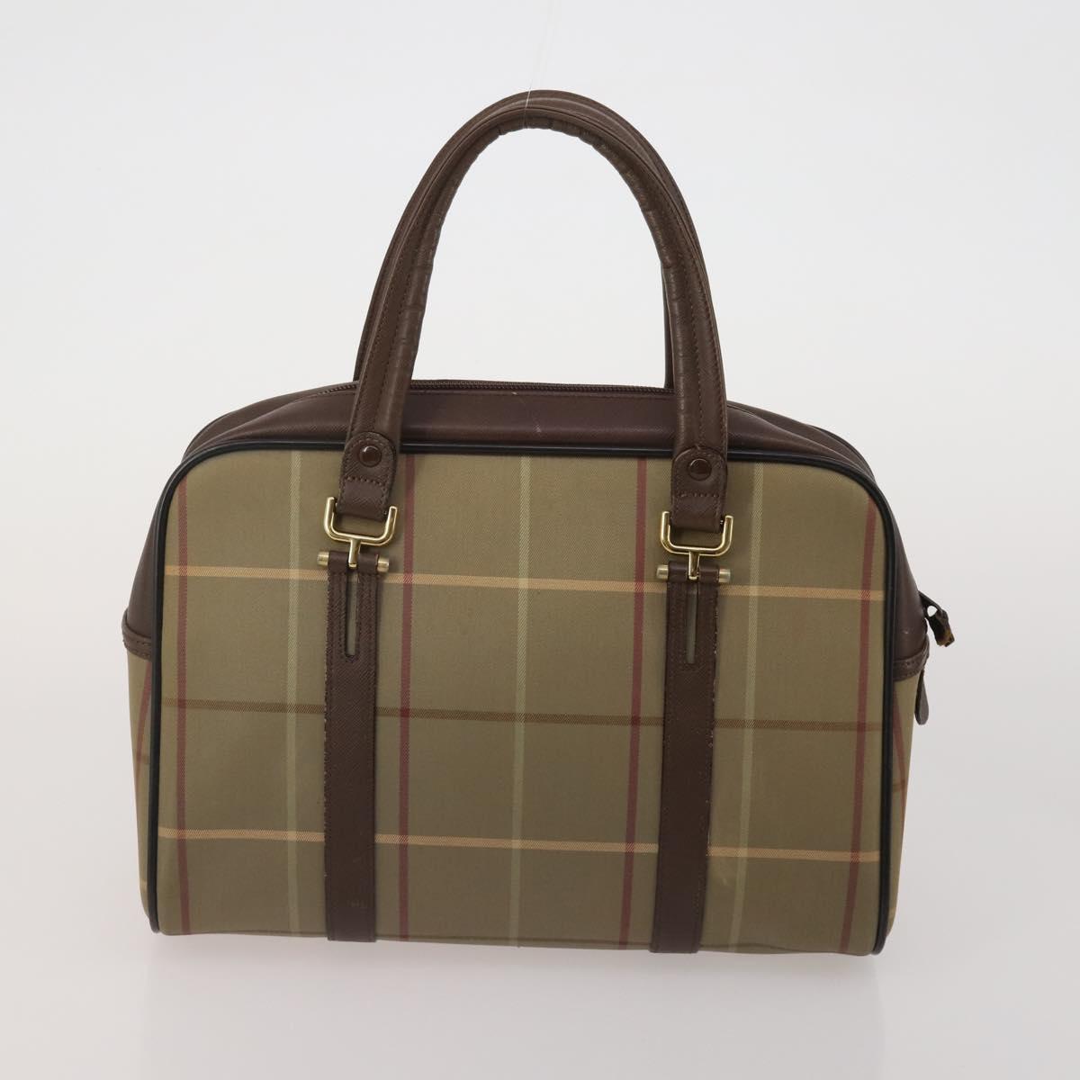 BURBERRY Shoulder Bag Hand Bag Canvas Leather 3 Set Navy Beige Auth BA15066