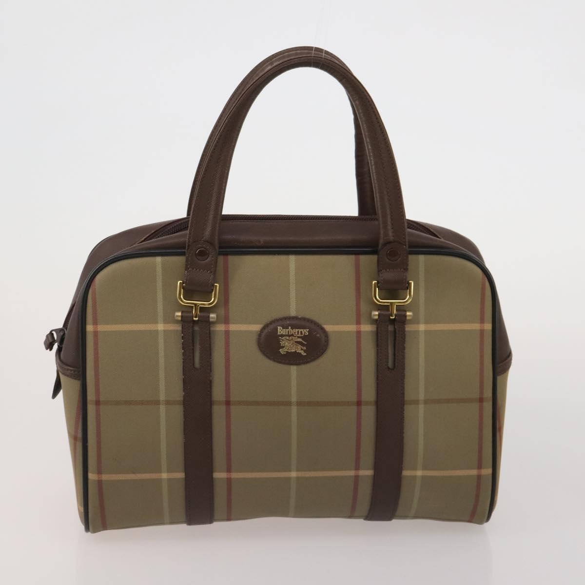 BURBERRY Shoulder Bag Hand Bag Canvas Leather 3 Set Navy Beige Auth BA15066
