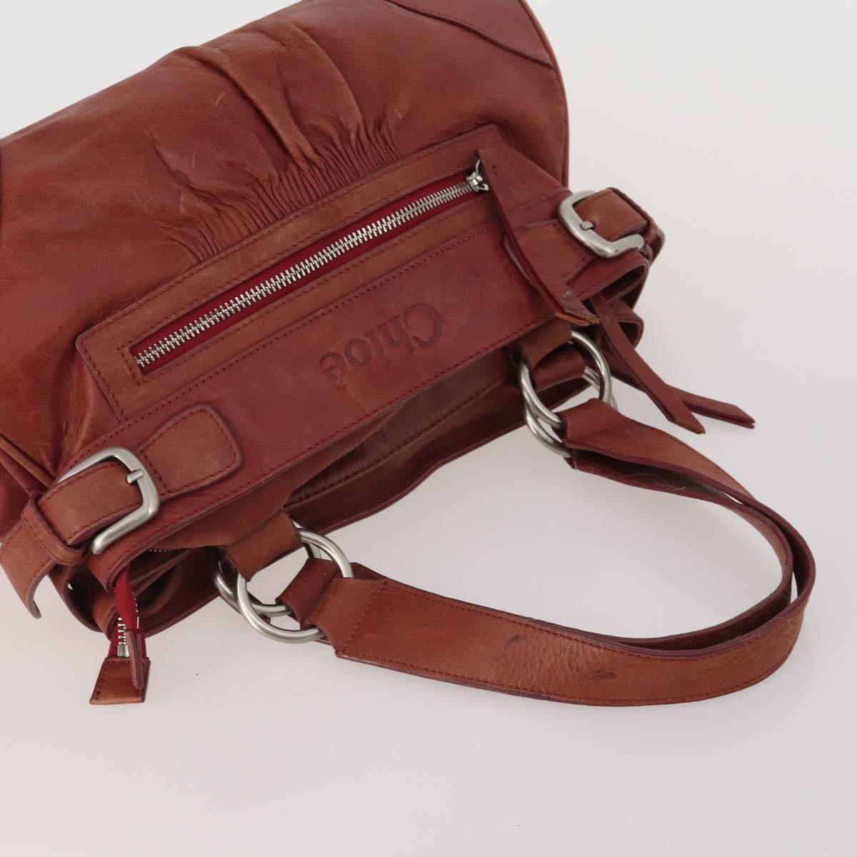 Chloe Hand Bag Canvas Leather 2 Set Khaki Red Auth BA15069