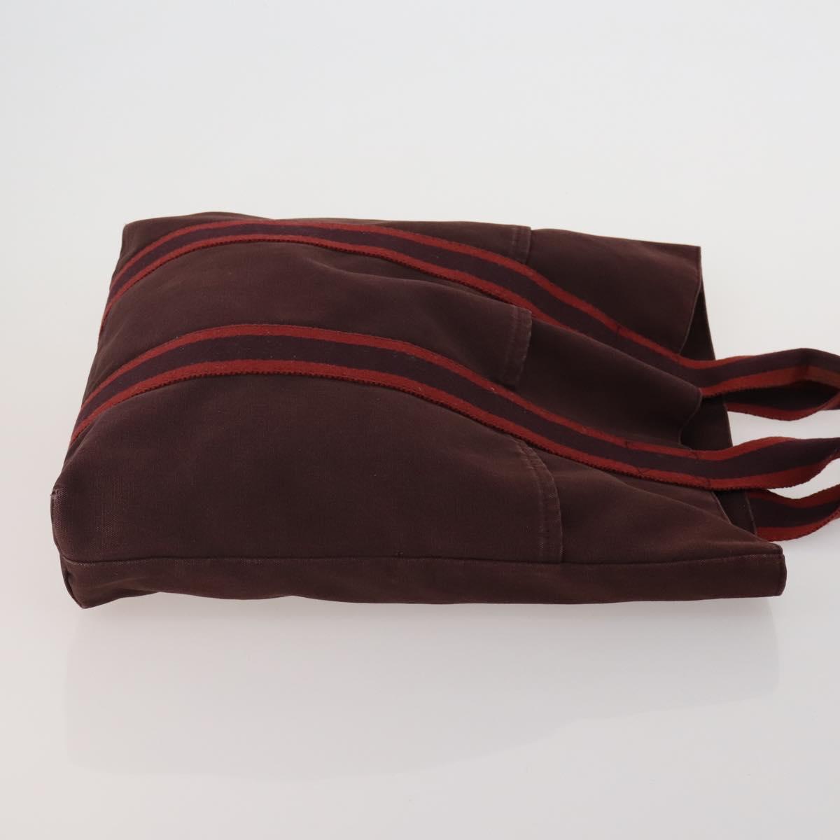 HERMES Fourre Tout Hand Bag Cotton 4 Set Navy Red gray Auth BA15070