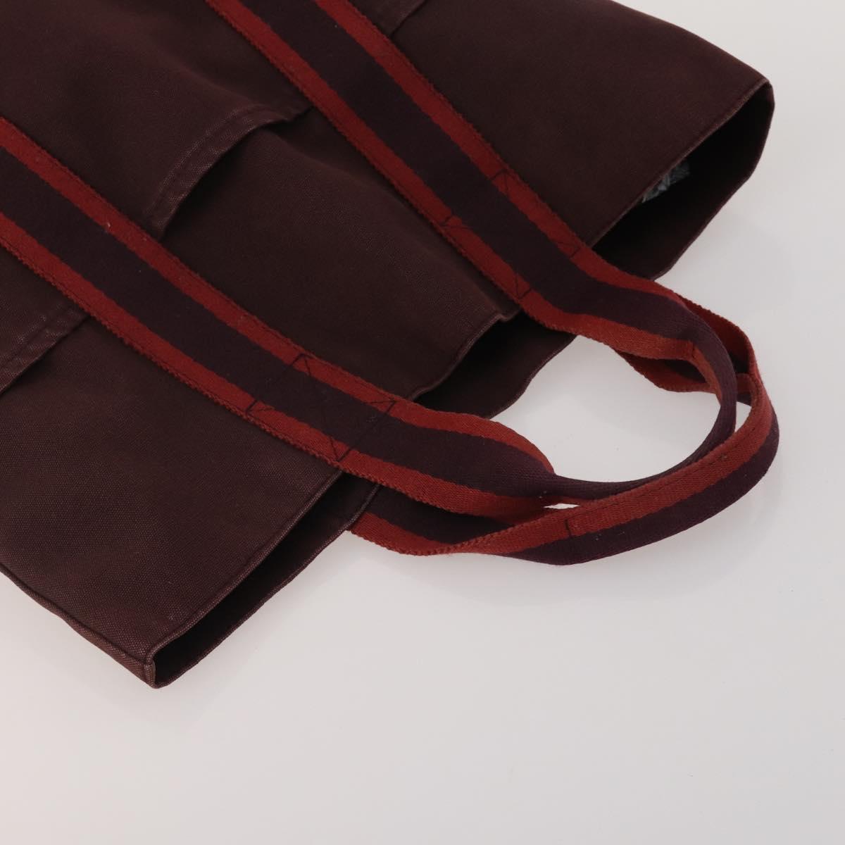 HERMES Fourre Tout Hand Bag Cotton 4 Set Navy Red gray Auth BA15070