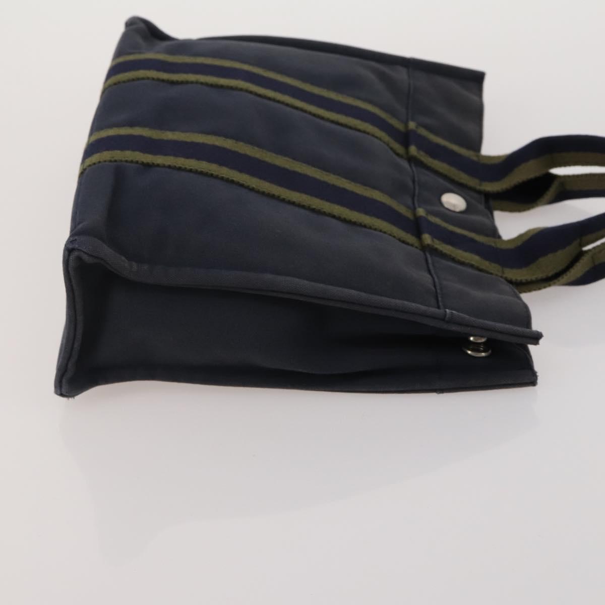 HERMES Fourre Tout Hand Bag Cotton 4 Set Navy Red gray Auth BA15070