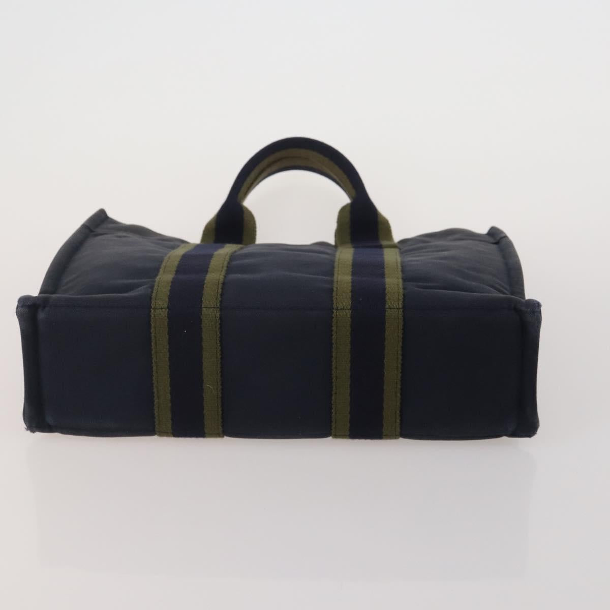 HERMES Fourre Tout Hand Bag Cotton 4 Set Navy Red gray Auth BA15070