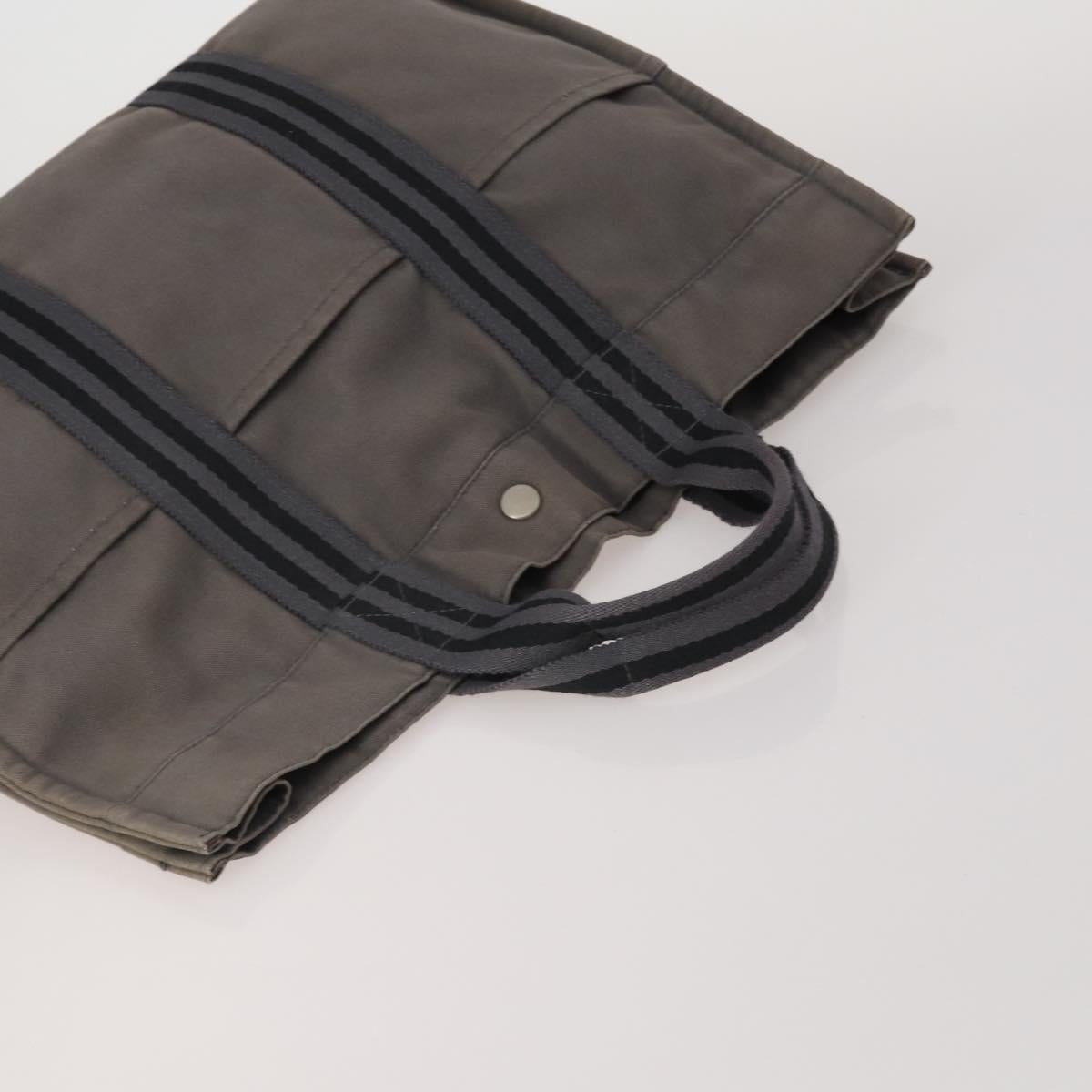 HERMES Fourre Tout Hand Bag Cotton 4 Set Navy Red gray Auth BA15070