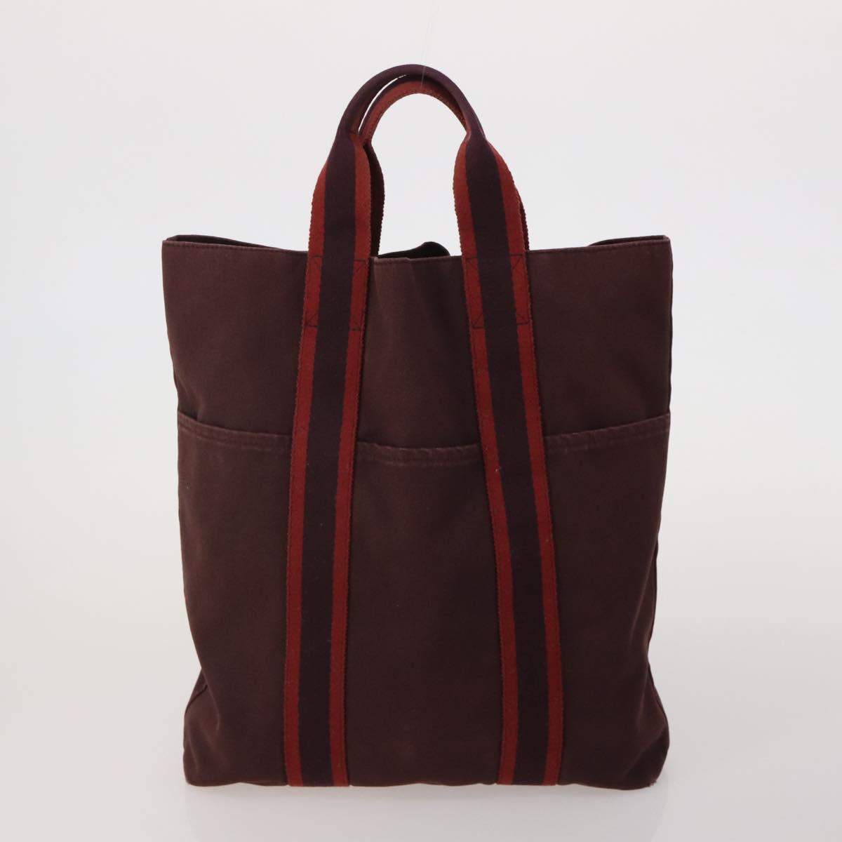 HERMES Fourre Tout Hand Bag Cotton 4 Set Navy Red gray Auth BA15070