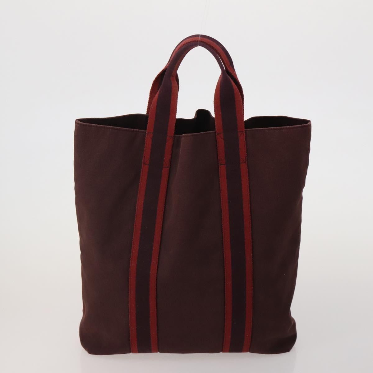 HERMES Fourre Tout Hand Bag Cotton 4 Set Navy Red gray Auth BA15070