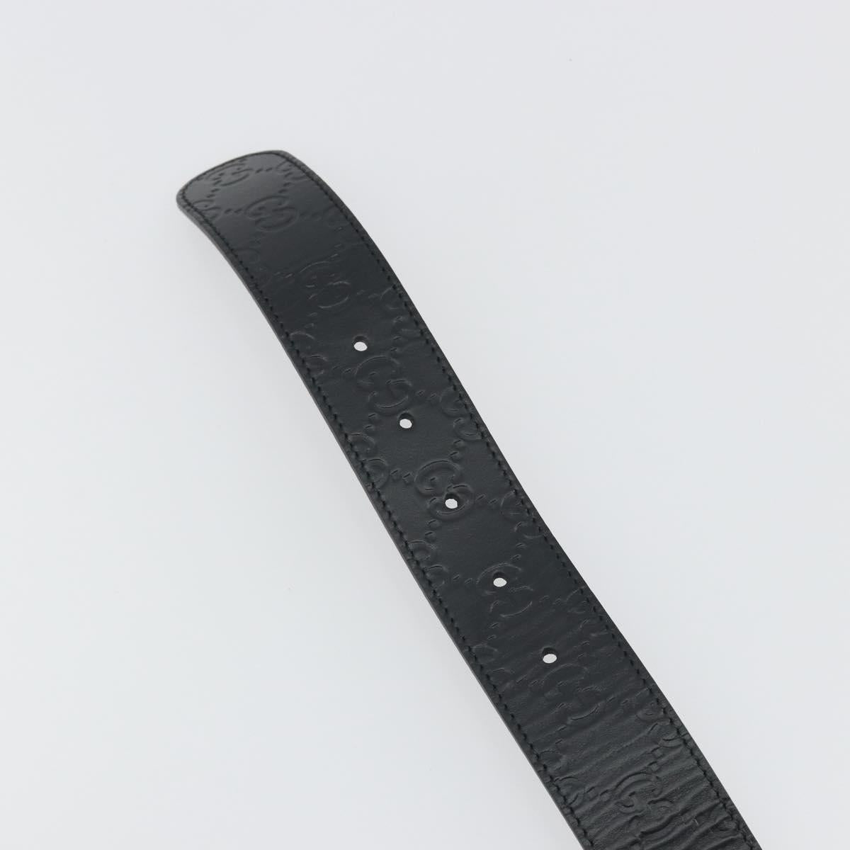 GUCCI GuccissimaGG Interlocking G Belt Leather Black Silver 473030 Auth BA15074V