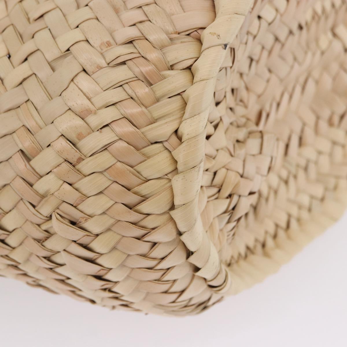 LOEWE Basket Bag Hand Bag Raffia Beige Silver Auth BA15075A