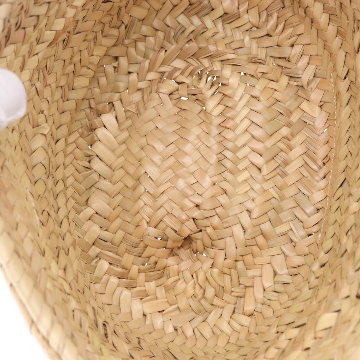 LOEWE Basket Bag Hand Bag Raffia Beige Silver Auth BA15075A
