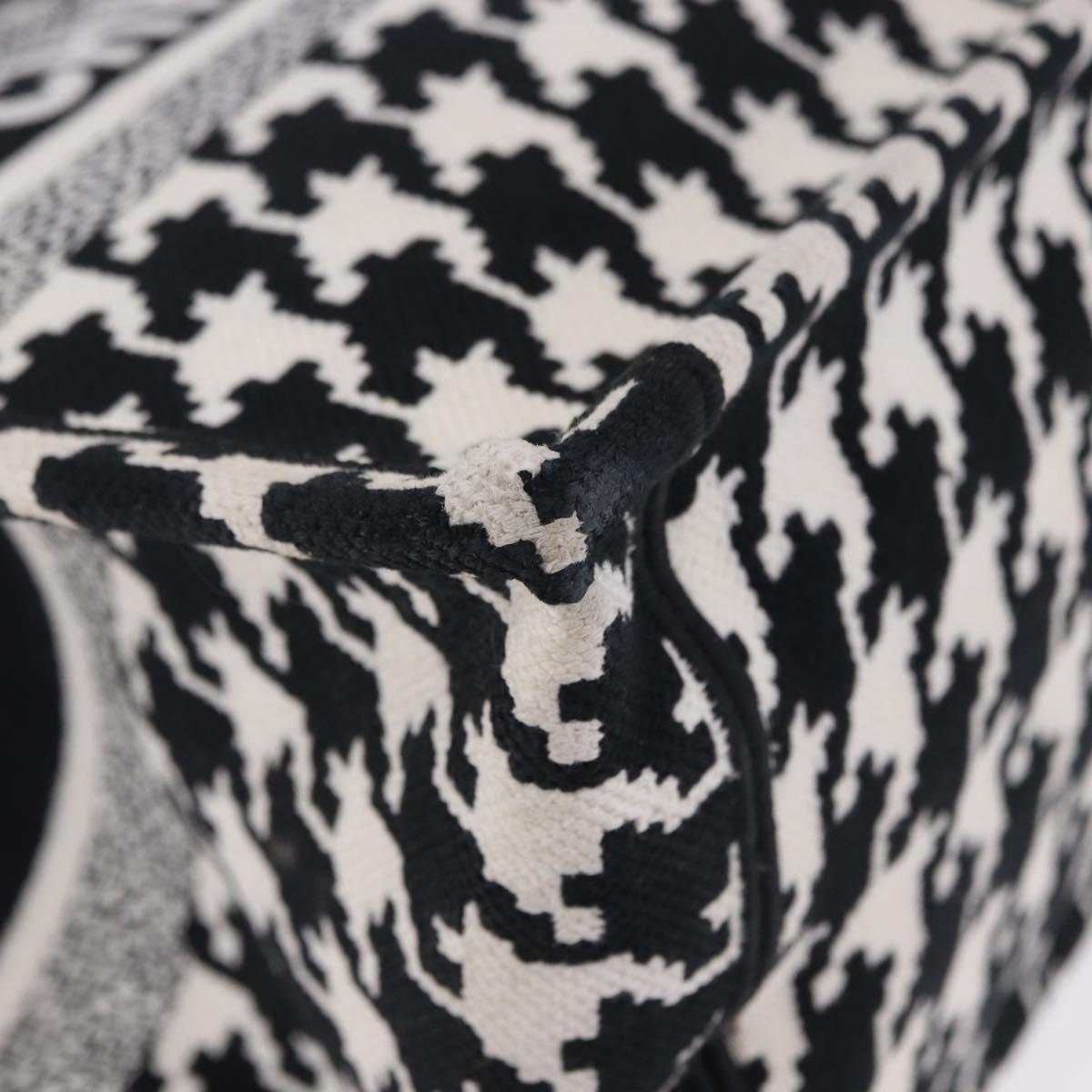 Christian Dior Staggered Pattern Book Tote Medium Bag Canvas Black Auth BA15076M