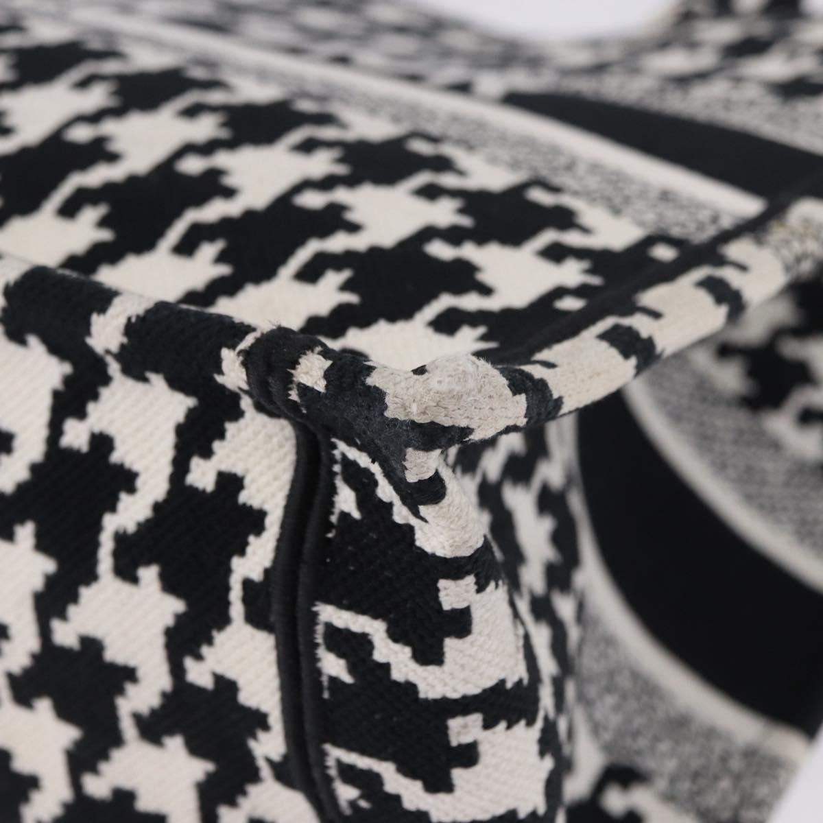 Christian Dior Staggered Pattern Book Tote Medium Bag Canvas Black Auth BA15076M