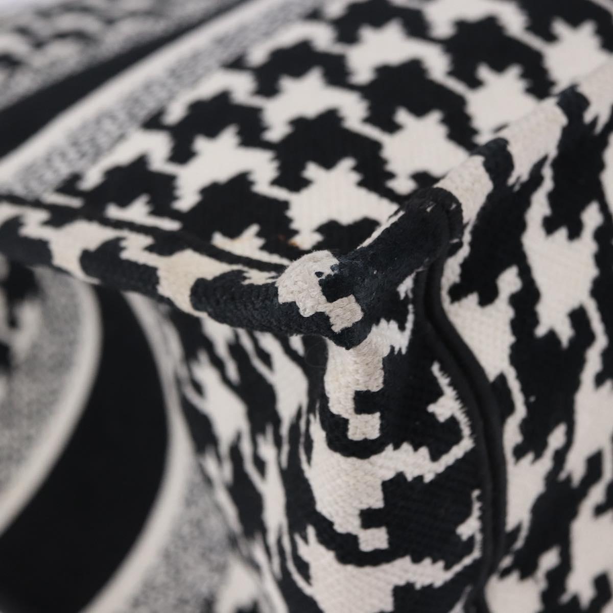 Christian Dior Staggered Pattern Book Tote Medium Bag Canvas Black Auth BA15076M