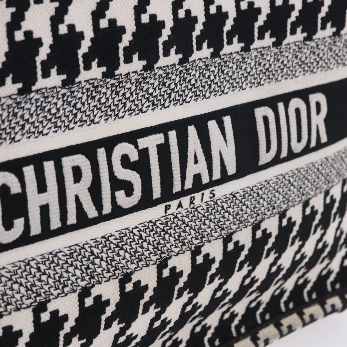 Christian Dior Staggered Pattern Book Tote Medium Bag Canvas Black Auth BA15076M