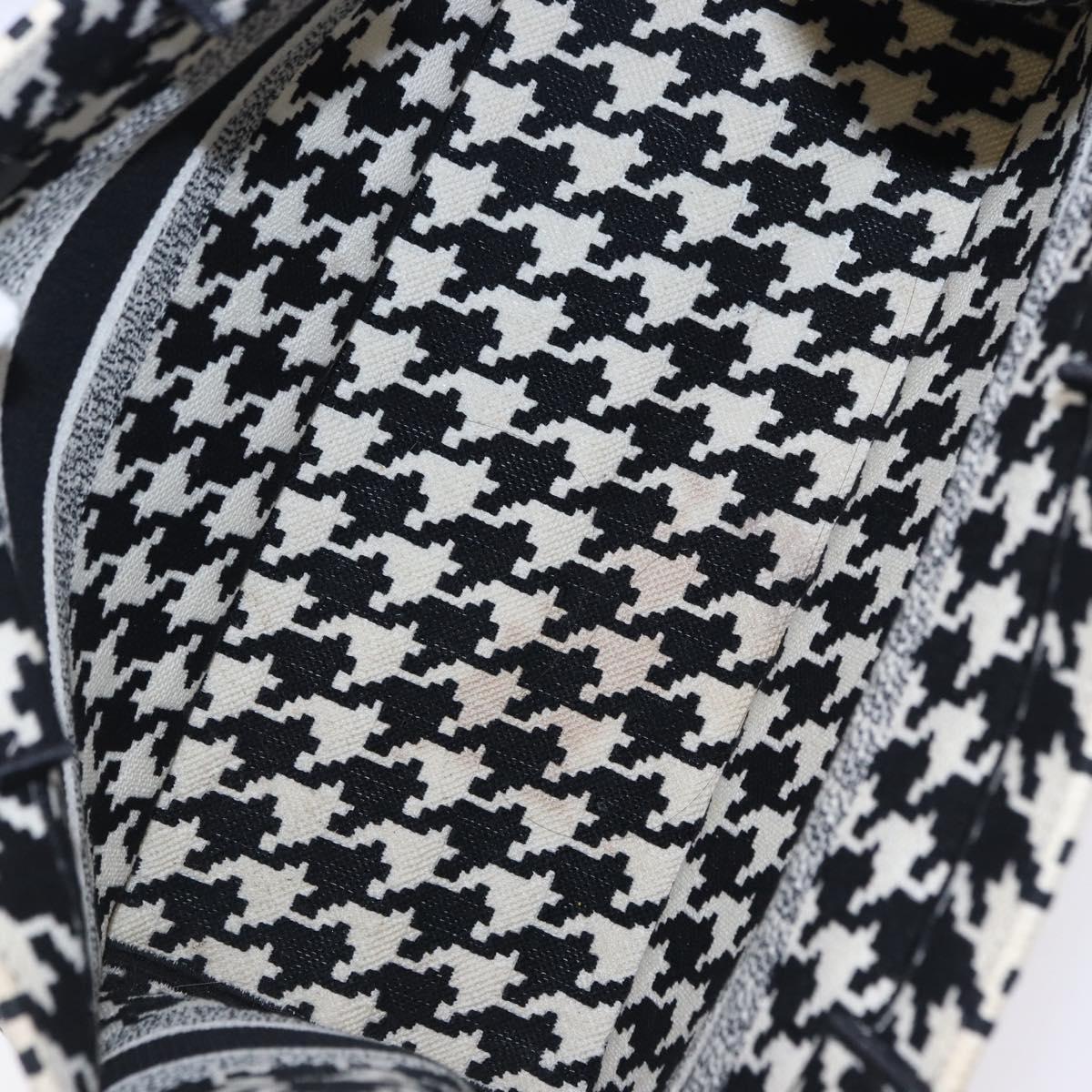 Christian Dior Staggered Pattern Book Tote Medium Bag Canvas Black Auth BA15076M