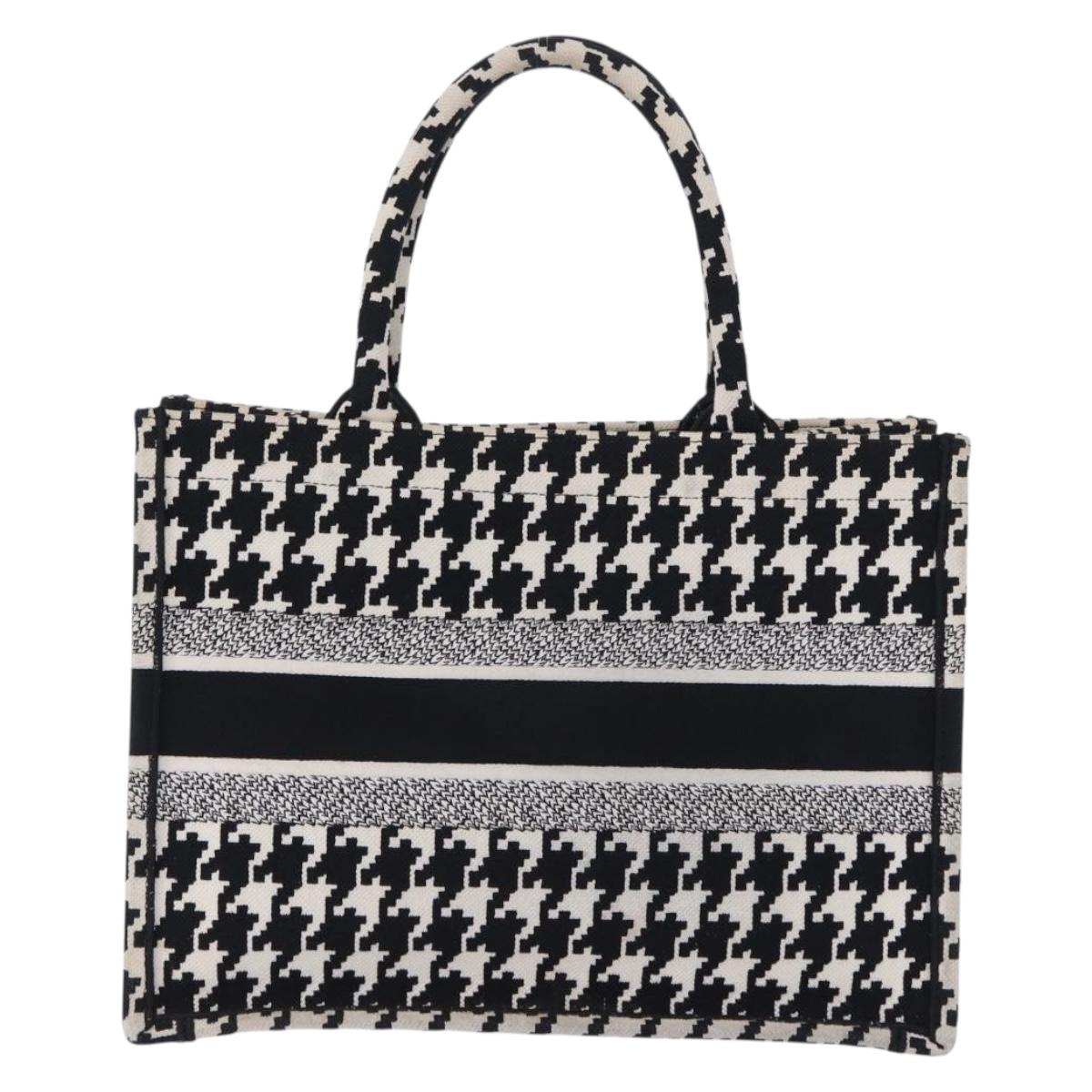 Christian Dior Staggered Pattern Book Tote Medium Bag Canvas Black Auth BA15076M