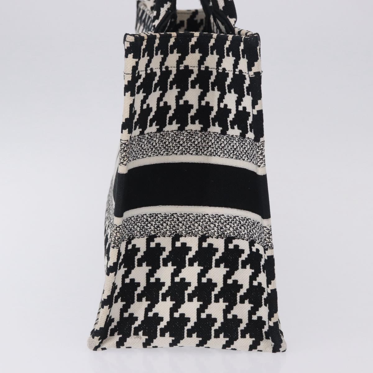Christian Dior Staggered Pattern Book Tote Medium Bag Canvas Black Auth BA15076M