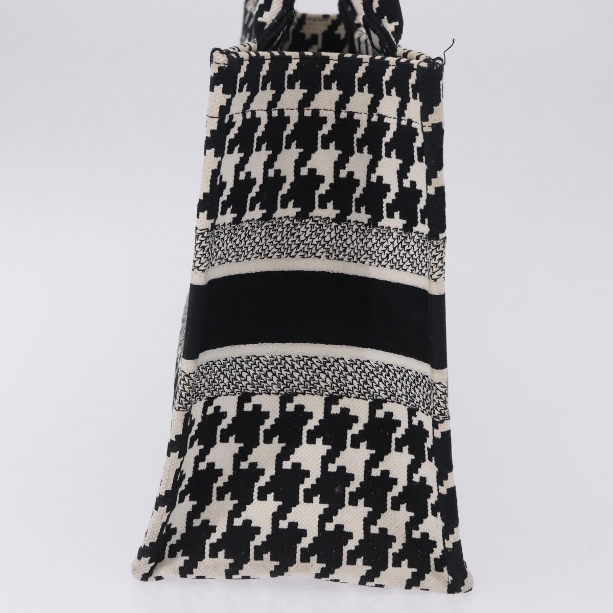 Christian Dior Staggered Pattern Book Tote Medium Bag Canvas Black Auth BA15076M