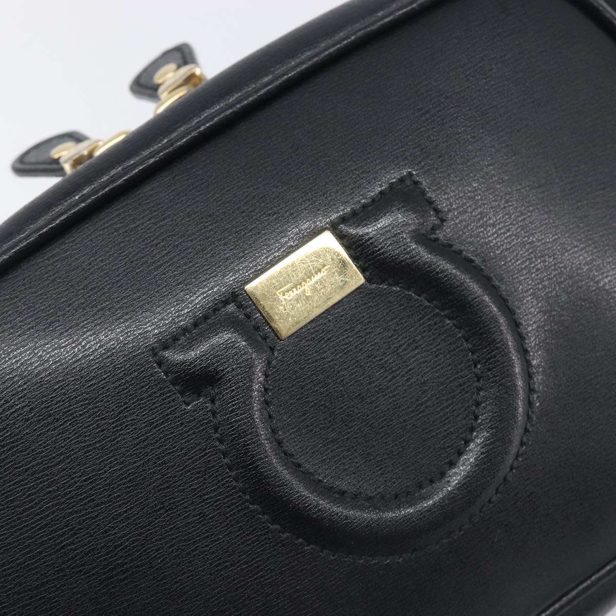 Salvatore Ferragamo Gancini Shoulder Bag Leather Black Gold Auth BA15079A