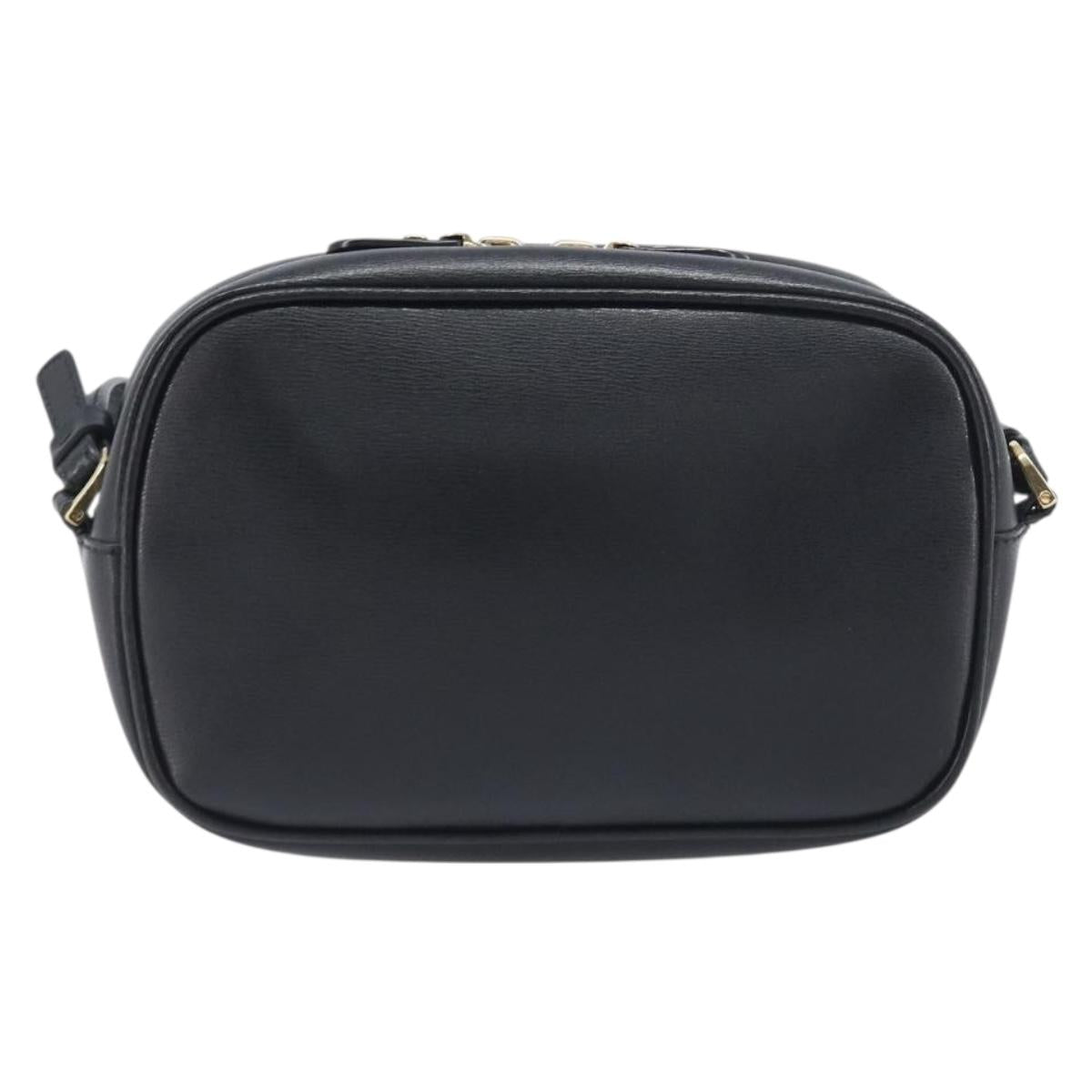Salvatore Ferragamo Gancini Shoulder Bag Leather Black Gold Auth BA15079A