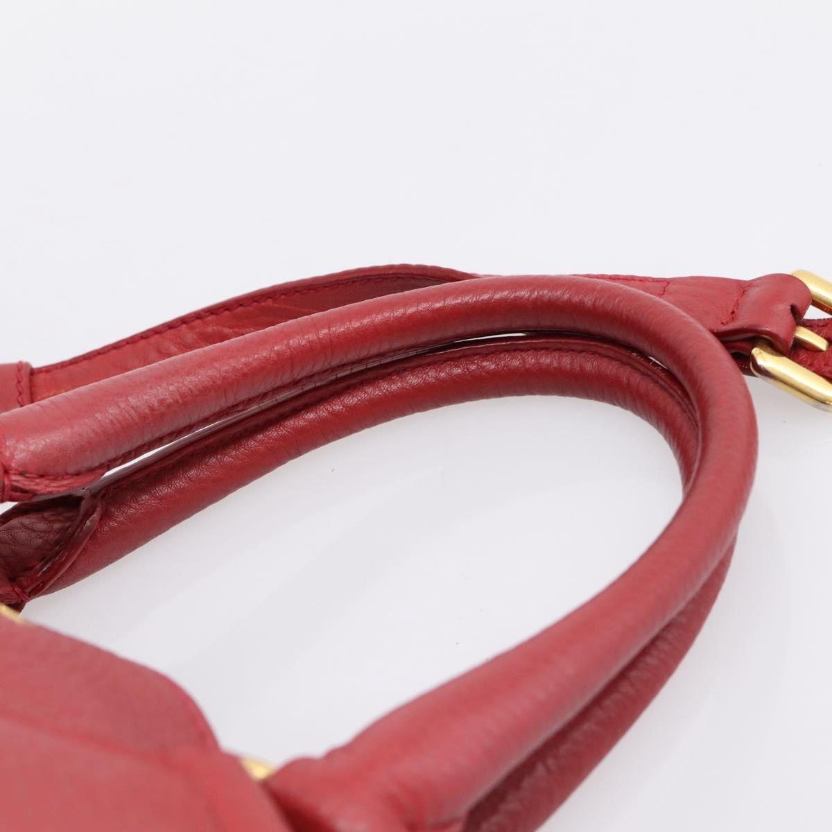 PRADA Hand Bag Vittero Dino Leather 2way Red Gold Auth BA15080V