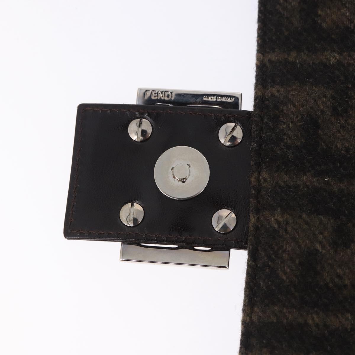 FENDI Zucca Canvas Mamma Baguette Shoulder Bag Wool Brown Black Auth BA15090V