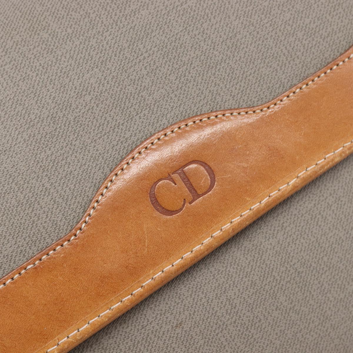 Christian Dior Shoulder Bag PVC Canvas Gray Gold Auth BA15092