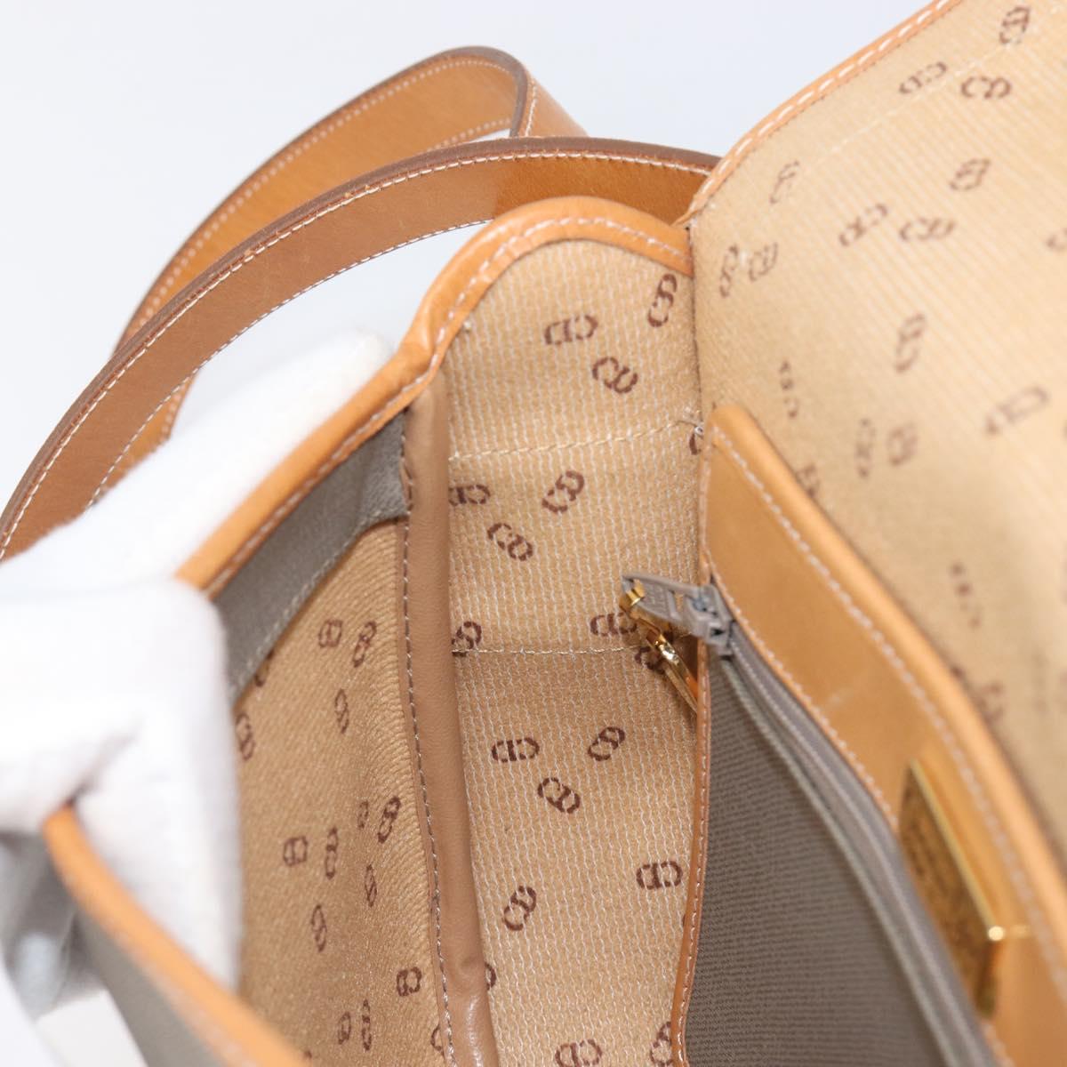 Christian Dior Shoulder Bag PVC Canvas Gray Gold Auth BA15092