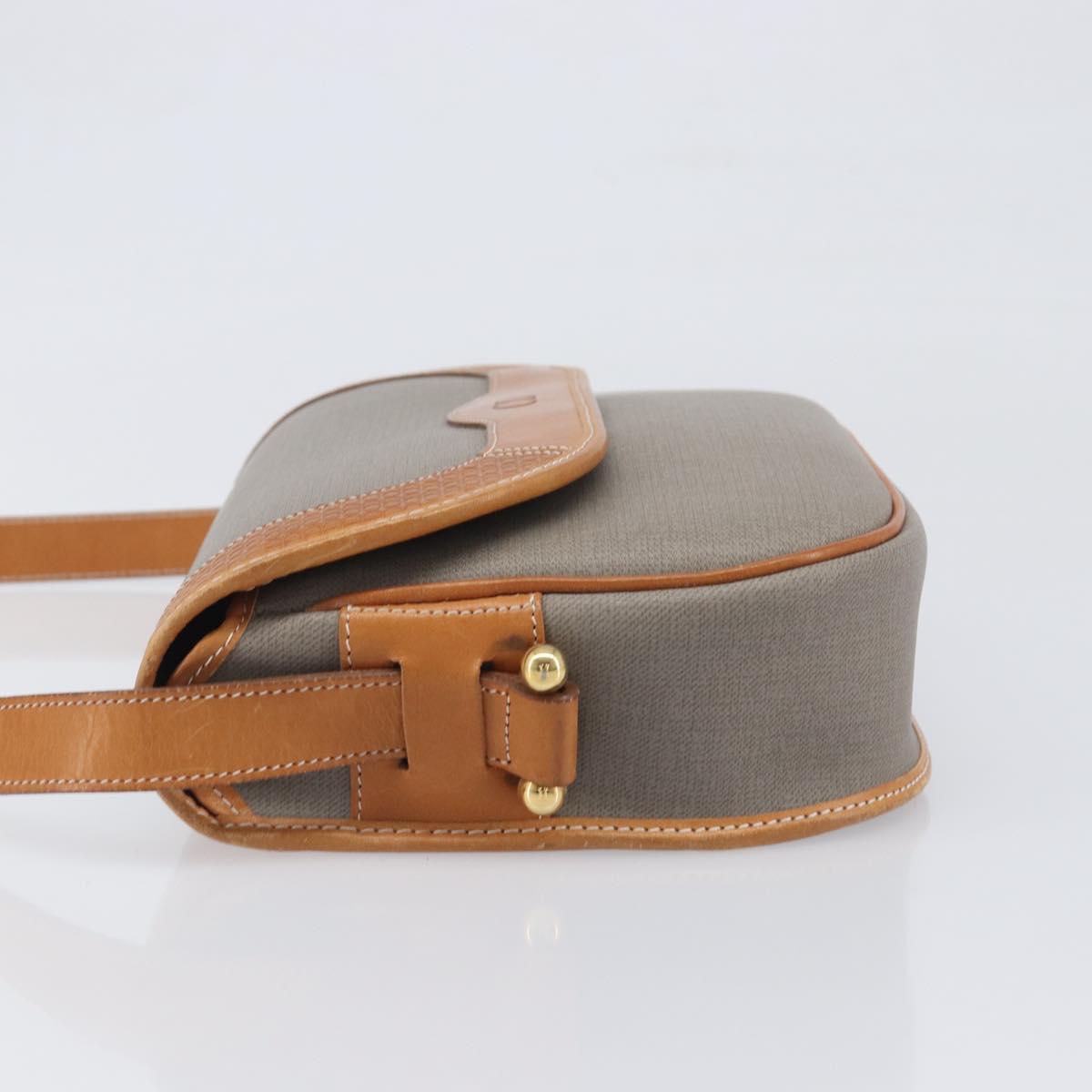 Christian Dior Shoulder Bag PVC Canvas Gray Gold Auth BA15092