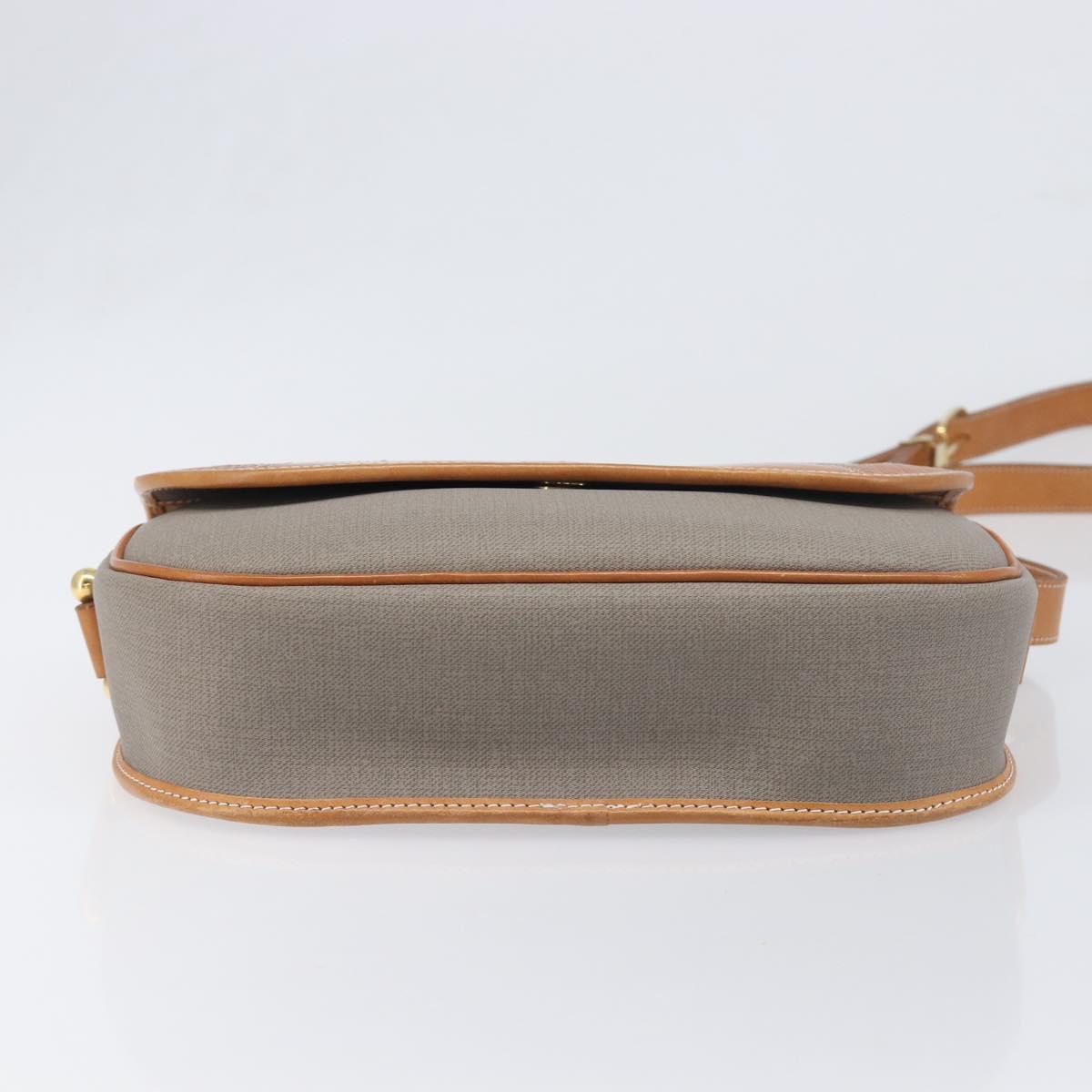 Christian Dior Shoulder Bag PVC Canvas Gray Gold Auth BA15092